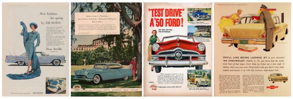 פרסומות לרכבים משנות החמישים